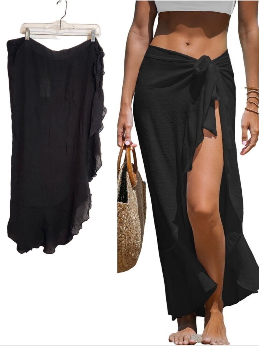 Cupshe Black Midi Wrap Sarong One Size